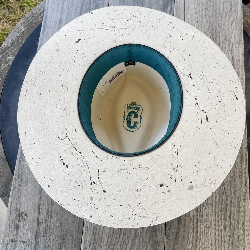 Rockin C Jaelyn Hat Women White Maroon Medium Velvet Band Cowgirl Fitted Western
